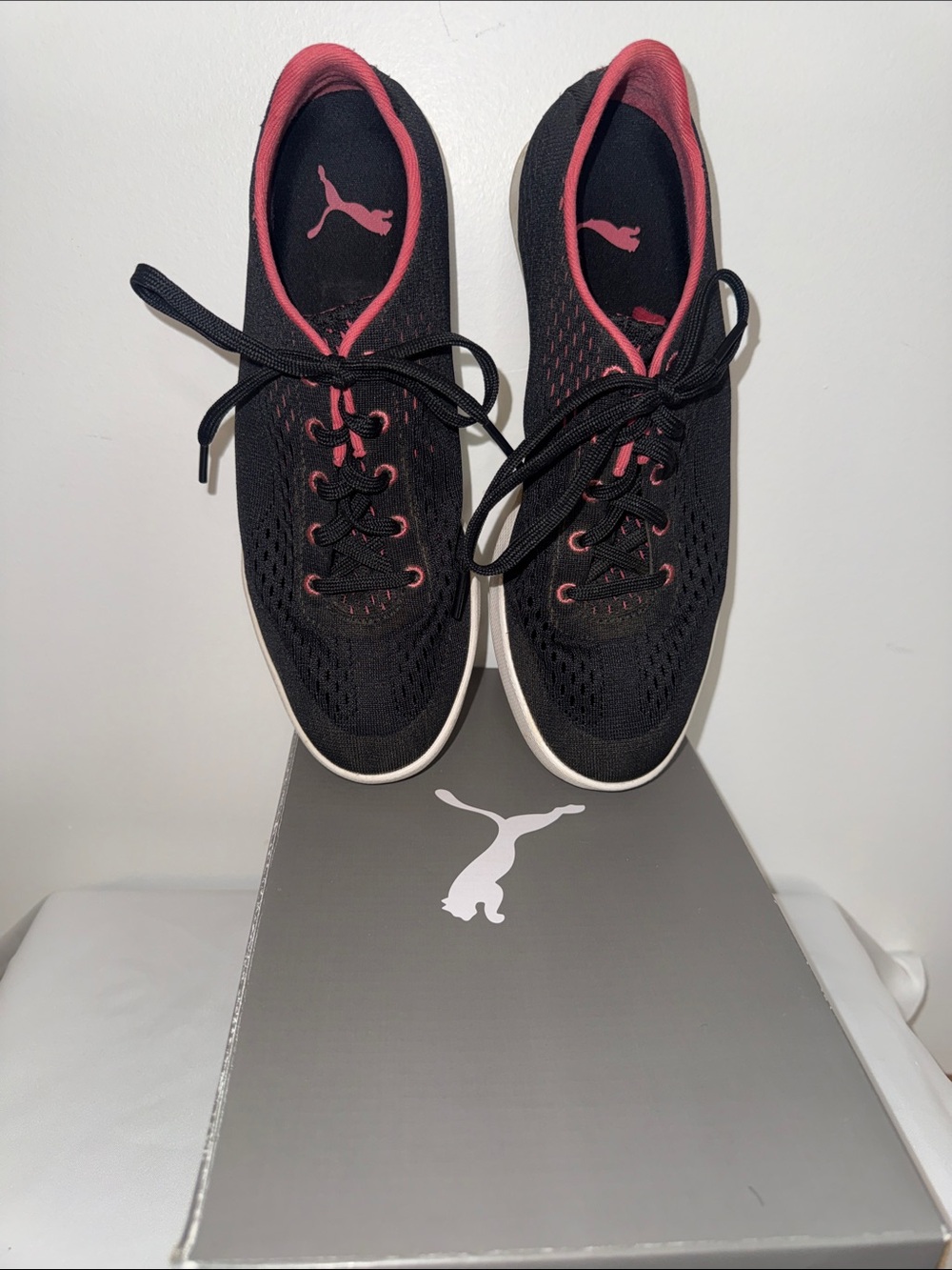 Puma Black Golf Shoes with Pink Interior Trim